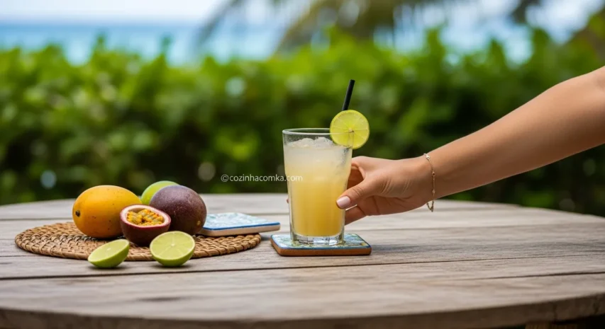 Batidas com frutas tropicais como servir
